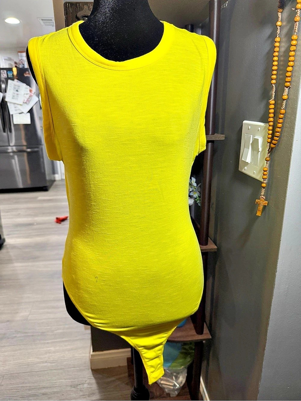 Fashion Nova Alana Sleeveless Bodysuit Yellow Sleeveless Bodysuit Size Large
